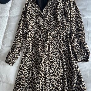 LOFT Animal Print Dress with Black Accents